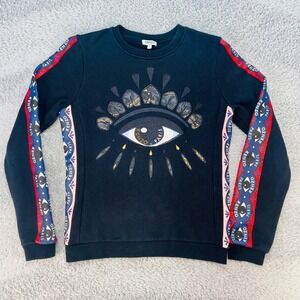 KENZO Paris Eye Sweatshirt Black Embroidered Crewneck Womens‎ Small Streetwear